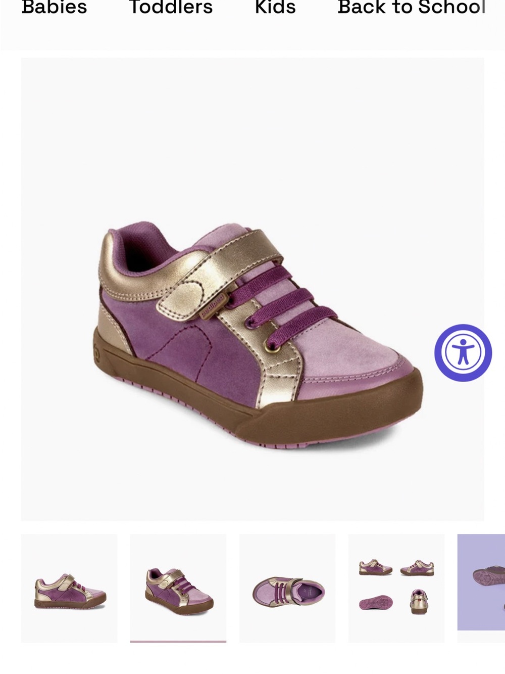pediped Girls Purple and Gold Athletic Sneakers size 1Y